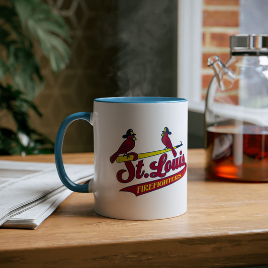 Birds on the Bat Firefighter Two-Tone Coffee Mug, 11oz